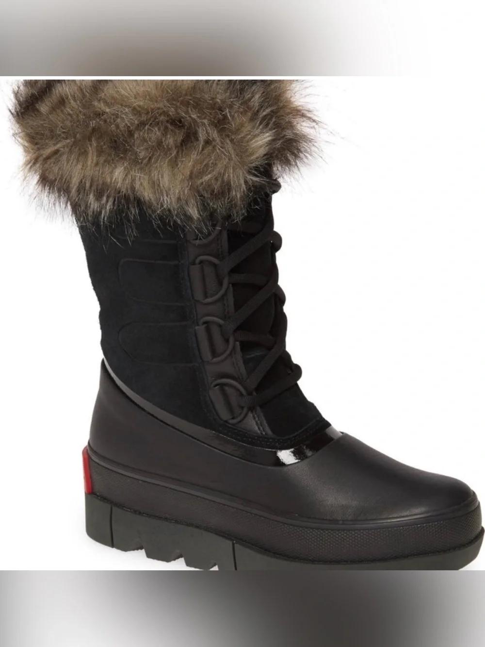 SOREL JOAN OF ARC NEXT BOOTS WATERPROOF black fur size 6 winter snow artic